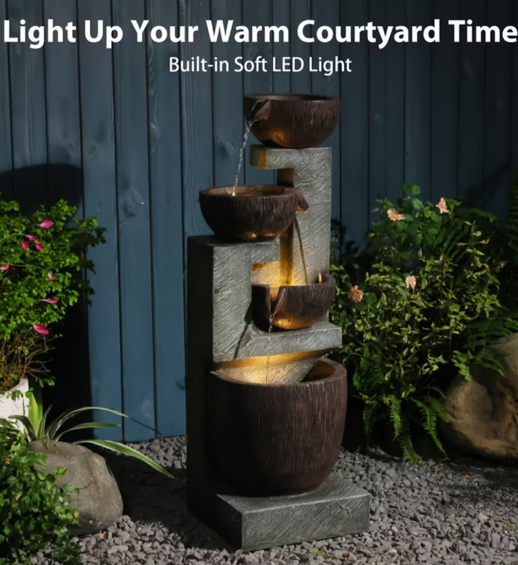 Luxury 4-Tier LED Water Fountain – Indoor & Outdoor Relaxing Water Feature