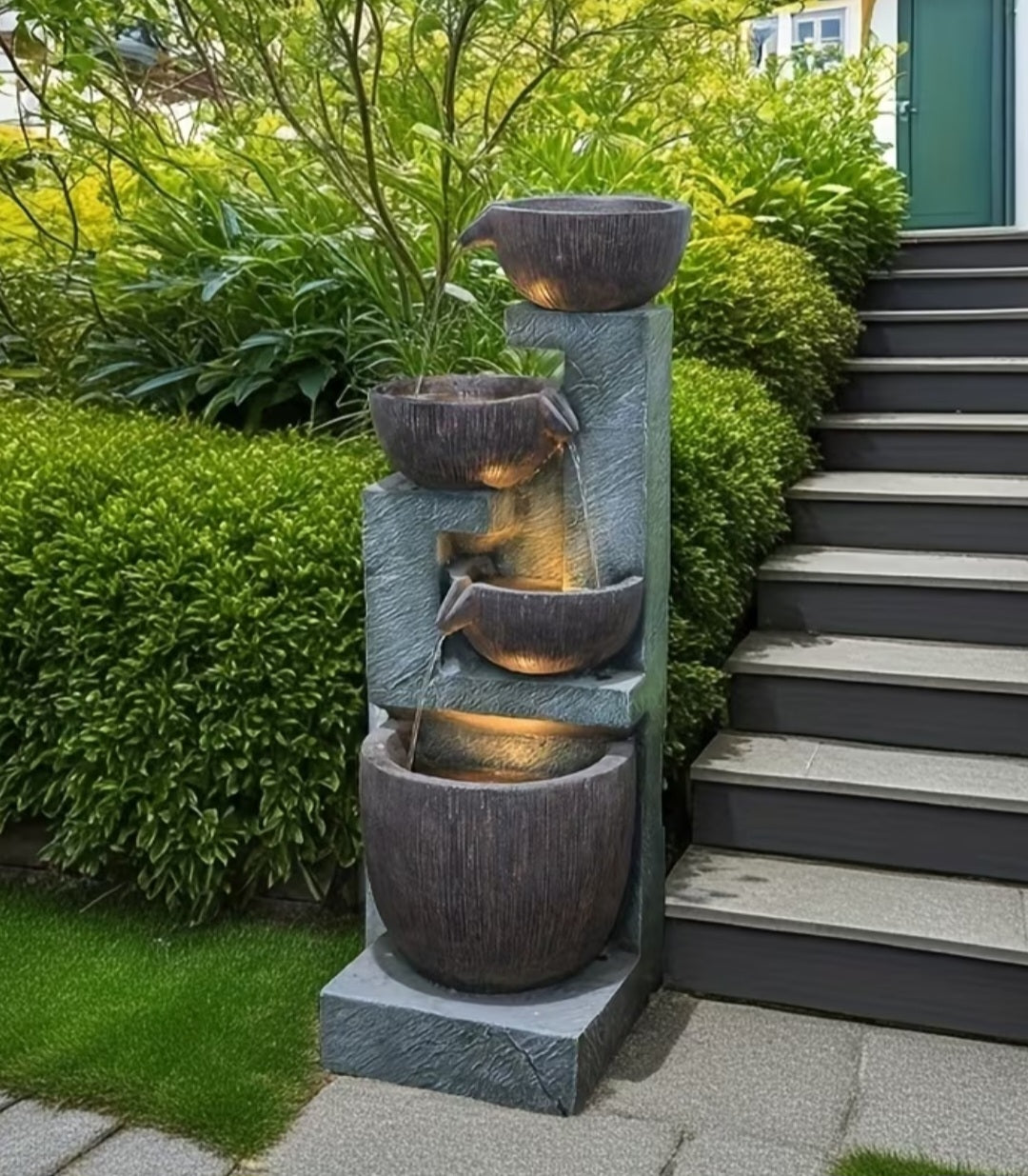 Luxury 4-Tier LED Water Fountain – Indoor & Outdoor Relaxing Water Feature