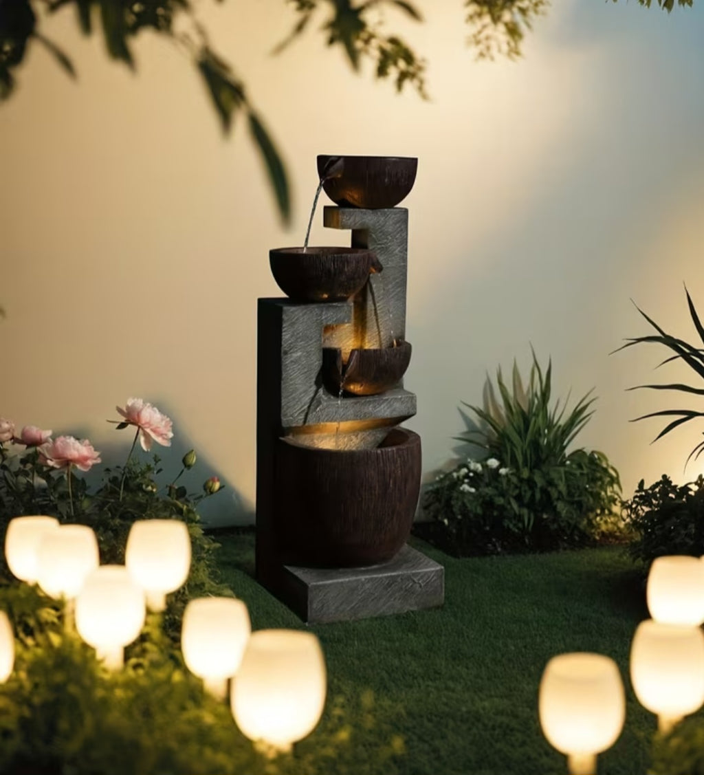 Luxury 4-Tier LED Water Fountain – Indoor & Outdoor Relaxing Water Feature