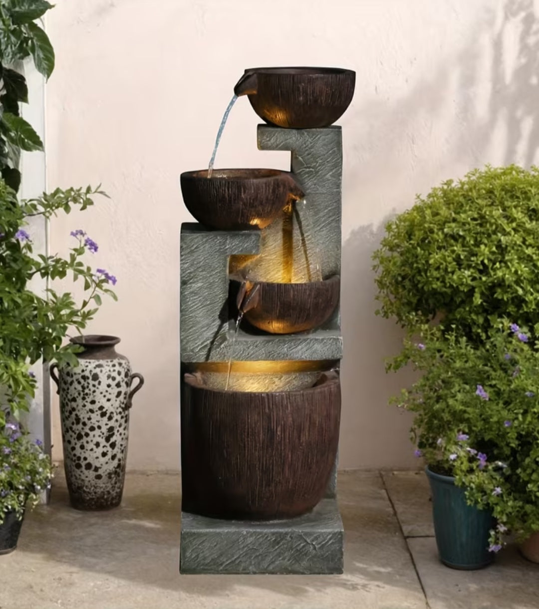 Luxury 4-Tier LED Water Fountain – Indoor & Outdoor Relaxing Water Feature