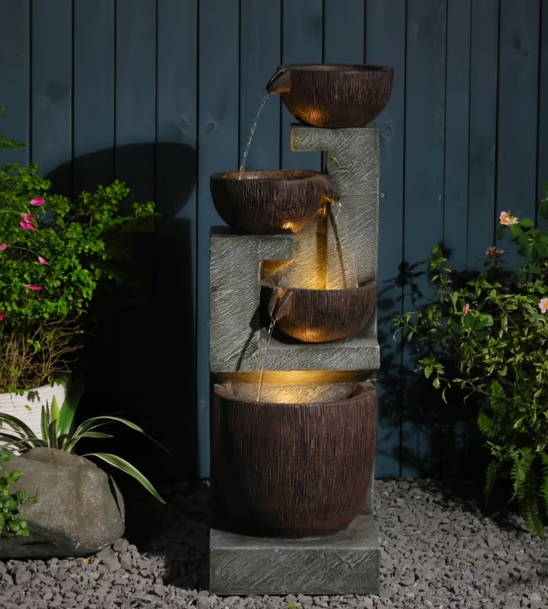 Luxury 4-Tier LED Water Fountain – Indoor & Outdoor Relaxing Water Feature