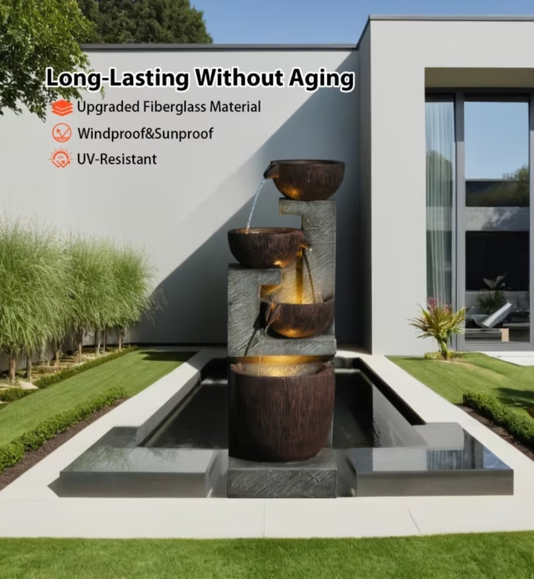 Luxury 4-Tier LED Water Fountain – Indoor & Outdoor Relaxing Water Feature